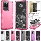 For Samsung Galaxy S20 Ultra Case Clear & Pink Shockproof Cover Screen Protector
