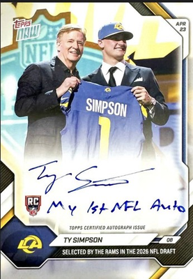 #ad Ty Simpson 2026 NFL TOPPS NOW Draft #13 Pick Presale CHANCE AT 1 1 AUTO Rams $10.50
