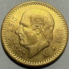 MEXICO - Hidalgo - 10 Pesos - 1917  M - Km-473 - .2411 Actual Gold Weight (AGW)!