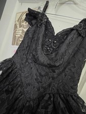 Zum Zum Black Lace Vintage Prom Dress 1980s 1990s 9 10 Goth Gold Butterfly