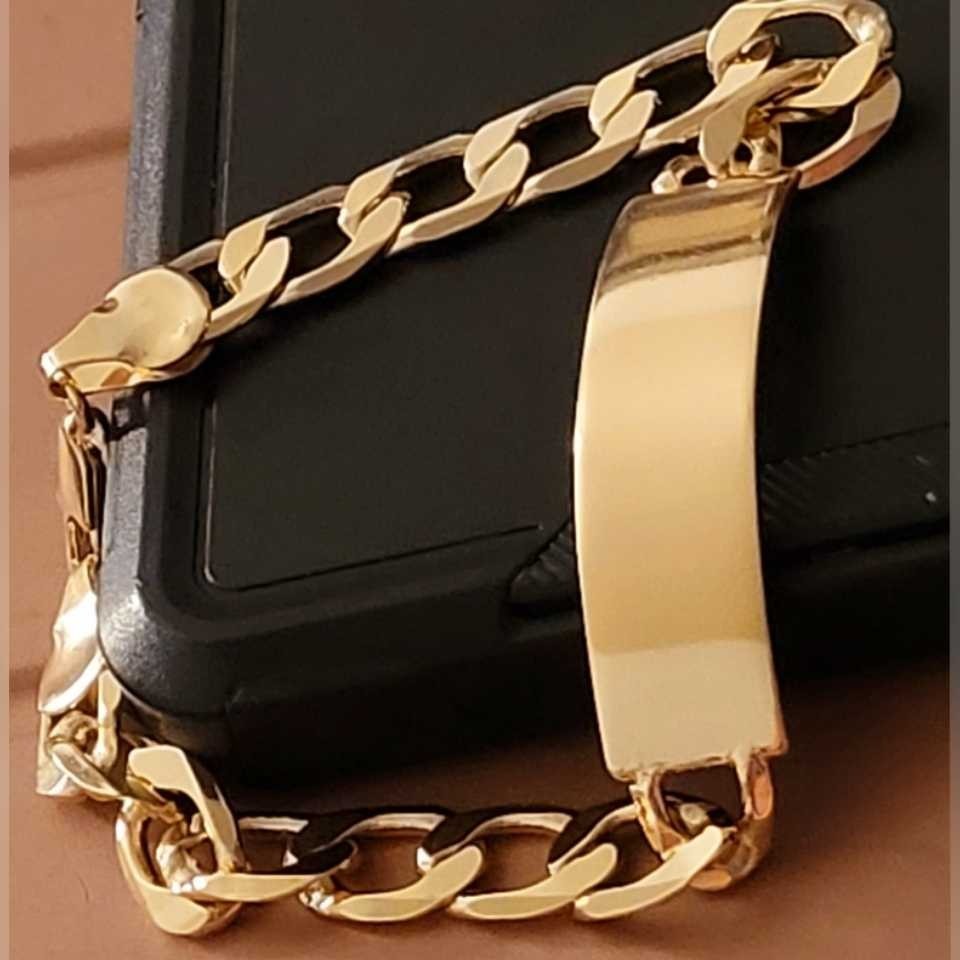 esclava delgada unisex laminate gold 14k 8inn oro laminado