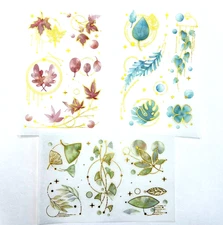 Leaf Washi Paper Stickers Gold Foil Accents 3 Sheets Scrapbook Junk Journal