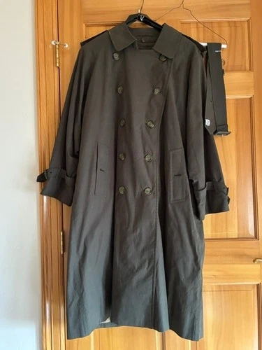 Vintage Burberrys London DGray Balmacaan Trench Coat Wool Nova Check Liner Mens - product listing photo