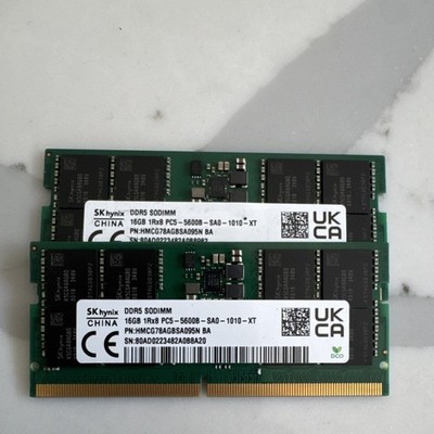 32GB 2x16GB SK hynix DDR5-5600 PC5-5600B SO-DIMM Laptop RAM HMCG78AGBSA095N