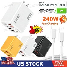 240W Fast Wall Charger 8 Port Adapter & Cable...
