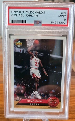 1992 UPPER DECK McDONALD'S BASKETBALL CARD MICHAEL JORDAN #P5 BULLS PSA 9 MINT