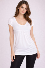 Women White Short Sleeve Summer Loose T-Shirt Casual Top