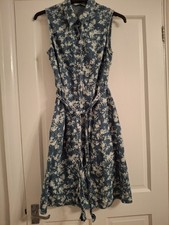 Tu Blue & White 100% Cotton Denim buttoned Dress with pockets Size 10