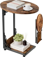 Folding C-Shaped Side Table for Small Spaces