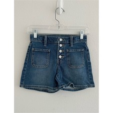 Old Navy Girls High-Rise Dark Blue Denim Shorts Button Fly Size 10 NWOT