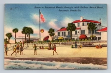 Vintage Linen Postcard DeSoto Beach Hotel Savannah Beach Georgia