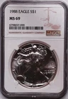 1988 American Silver Eagle MS69 NGC Brown Label