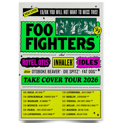 Foo Fighters European Tour 2026 For Foo Fighters Fans Poster A5-A1 UK/Euro Date