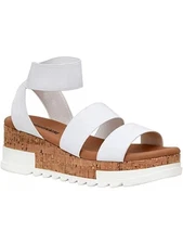 STEVE MADDEN Womens White 1" Platform CorkBrenda Wedge Slingback Sandal 9 M