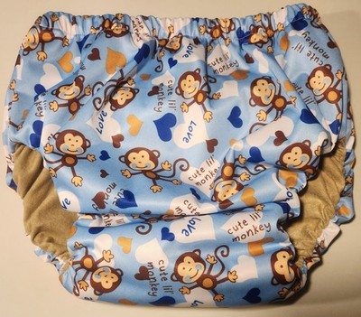 Dependeco adult baby pull up training pants S/M/L/XL  (little monkey blue)