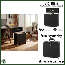 Vinyl Record Storage Case Holds 30 LPs Black Plastic Locking Portable Carrier