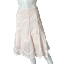 Vintage Y2K Old Navy Baby Pink Skirt A Line Tiered Scalloped Hem Cotton Size 8