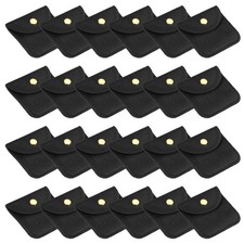24 Pcs 3x3 Inch Velvet Jewelry Pouches Gift Bags with Snap Button Black
