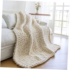 Chunky Knit Blanket - Luxury Soft Cozy 50  60 Throw Blanket,100 50 60 Cream
