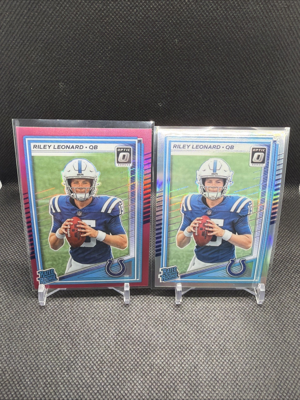 2025 Panini Prizm Optic Silver & Pink Riley Leonard Colts Rated Rookie RC #255