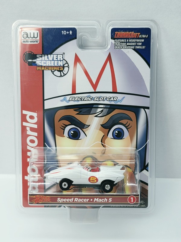 AW AUTO WORLD SILVER SCREENS SPEED RACER MACH 5 HO SLOT CAR NEW NICE!!