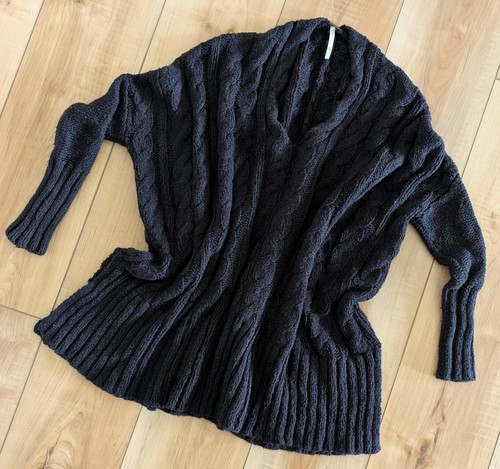 Free People Black Chunky Cable Knit Oversized Sweater Women's Size XS X-Small - Picture 1 of 4