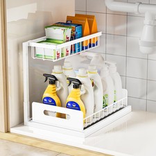 Under Kitchen Sink Organizer 2 Tier Pull Out Bathroom Organizers and Storage