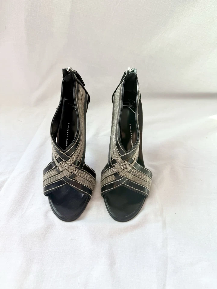 Giuseppe ZANOTTI Tacones Sandalias Zapatos Tacones Zapatos Zapatos Zapatos Talla 36.5 6.5 Y2K Cordón Cremallera Foto 3 de 4