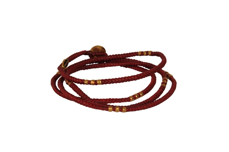 Pulsera envolvente convertible con cordón de cuentas M Cohen collar de oro rojo borgoña .925 Foto 3 de 4