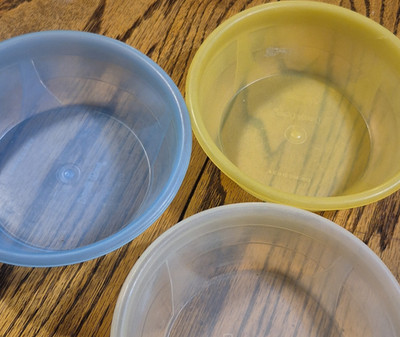Republic Polly Flex Plastic Three-Piece Bowl Set Blue Yellow Clear Round