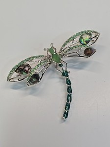 Napier Dragonfly Brooch Pin Shades of Green Blue & Purple Faceted Gems