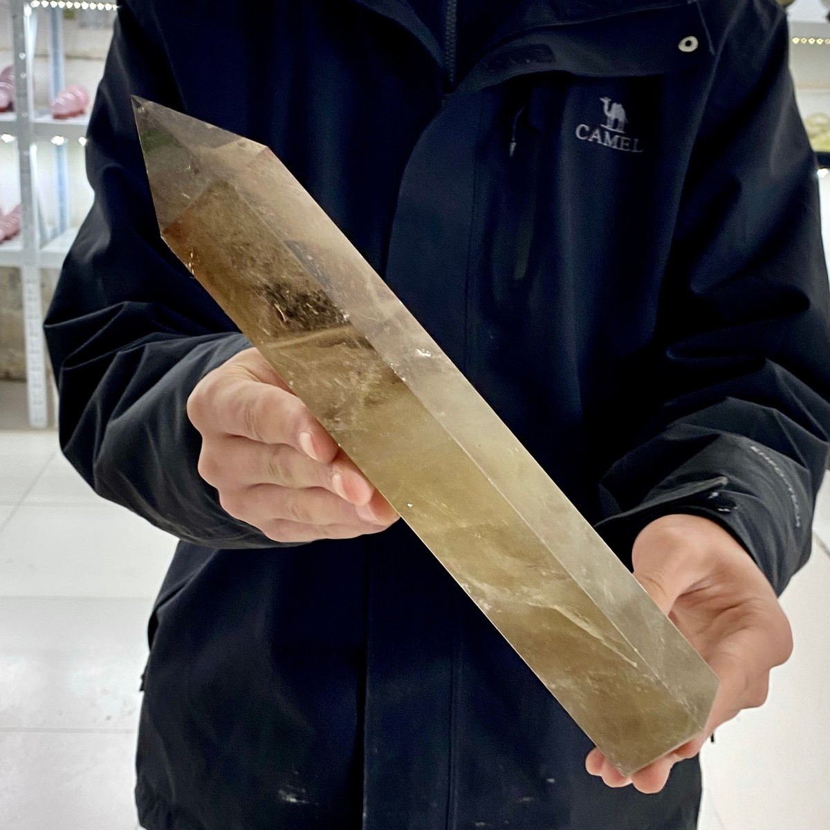 3LB Natural tea yellow crystal pillar quartz obelisk point energy healing View 6