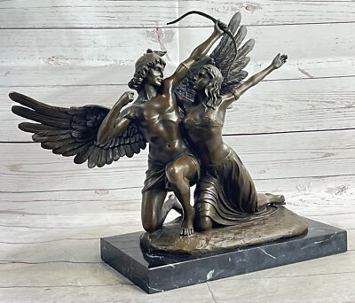 Hot Cast Bronze Statue: God of Love  Psyche Lost Wax Method, Love Sculpture Sale