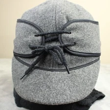 Wyoming Traders Adult Hat Cap 100% Virgin Wool Quilted Gray Trapper Ear Flaps