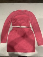 Fashion Nova Cute Women Pink Sweater Skirt Set Size Medium 2 Piece Set