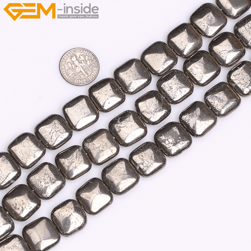 Natural Geniune Pyrite Gemtsone Loose Beads For Jewelry Making 15" Shape Pick - Picture 22 of 43