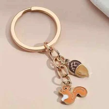 Cartoon Squirrel Pine Cone Keychain Cute Animal Key Ring Purse Bag Backpack Car