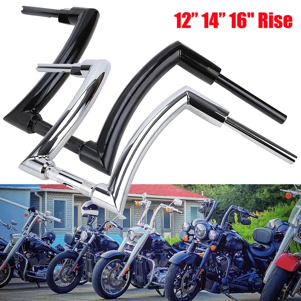 12" 14" 16" Rise 2" Ape Hanger Handlebar Z Bars For Harley Touring Tour Glide - Изображение 3 из 4