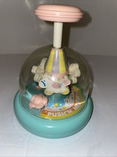 Vintage TOMY Push N  Merry Go Round Carousel Toy Spinning Ponnies Bell