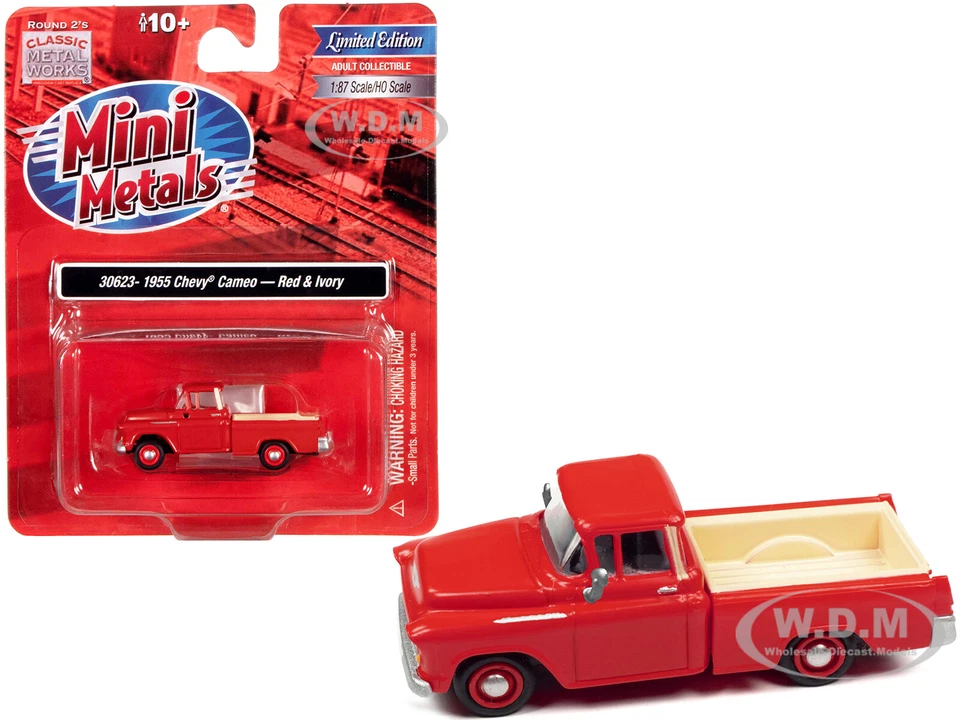 1955 CHEVROLET CAMEO PICKUP TRUCK RED 1/87 (HO) MODEL CAR BY CMW 30623 - Image 1 of 1