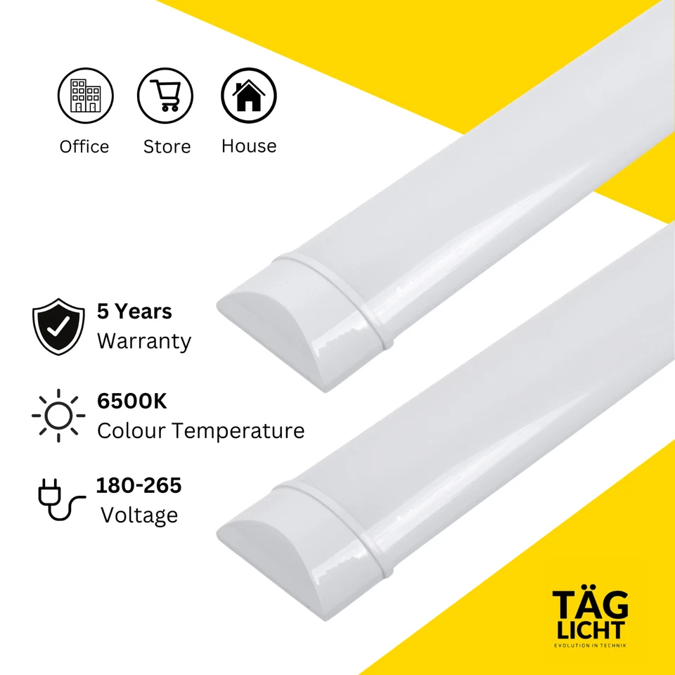 LED Batten Ceiling Lights 6500K 2FT 3FT 4FT 5FT 5.5FT 6FT Strip Lights Offices - Image 3 of 4