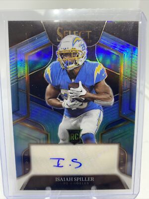 2022 Panini Select Football Isiah Spiller RC Blue Auto #/49 Color Match Chargers