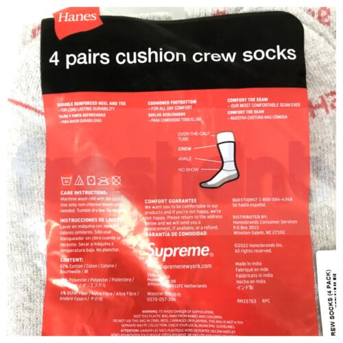 Calcetines Supreme Hanes Crew Gris (Paquete de 4) - Talla 6 - 12 - Trusted Seller - Imagen 3 de 9