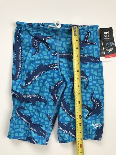 NWT Speedo Boy Sz 12 Swim Bottom Jammers Crocodile Print SPF 50+ Azure Blue New - Picture 2 of 15