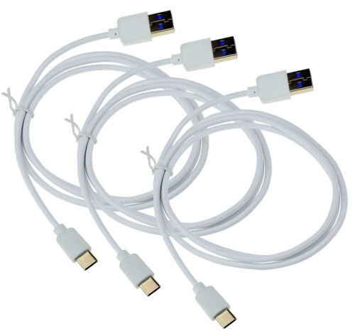 3X USB Type C Câble de Données Usb-C Chargeur en Blanc pour Motorola Moto E40 - Photo 1/3