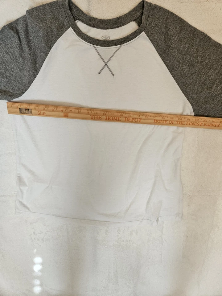 Athletic Works 80% Polyester 3/4 Sleeve White Gray Baseball Style Shirt XXL - Image 4 of 4