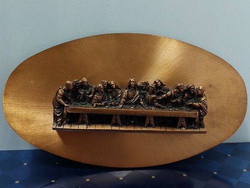 VINTAGE INNOVATIVES RELIEF 3D JESUS LETZTES ABENDMAHL KUPFERFARBEN ALLE PLAKETTE 6" X 10" - Bild 10 von 11
