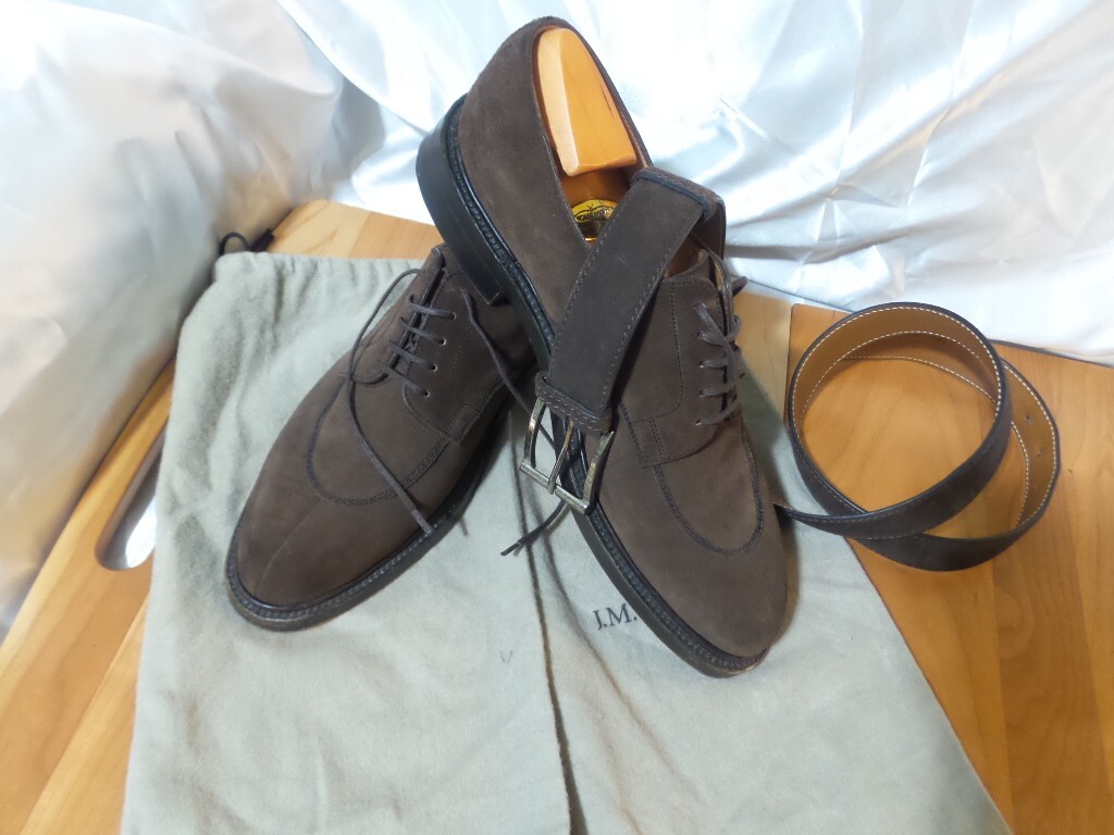 JM Weston 598 Demi-Chasse / Half Hunt Derby Brown Suede Leather