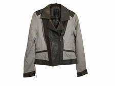 Nwt Therapy Stylish Faux Leather/cotton Jacket, Diagonal Zip, Sleeve Zip, Size L