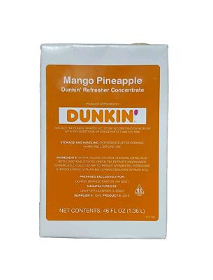 DUNKIN' DONUTS MANGO PINEAPPLE REFRESHER CONCENTRATE EXP AUG RELIABLE SELLER 